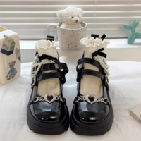 Kawaii Sweet Heart Buckle Patent Leather Shoes - Thumbnail 1