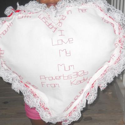 Crochet cross stitch heart pillow