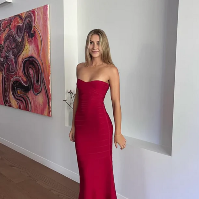 Sweetheart burgundy sheath long party dresses - Thumbnail 1