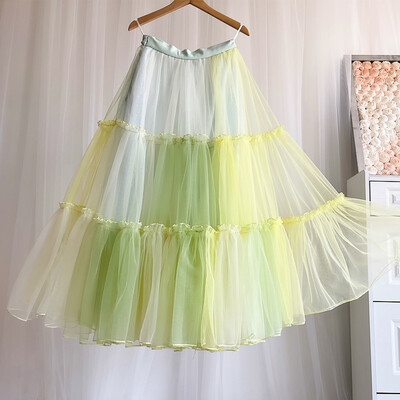 LIME Green Layered Tulle Midi Skirt Holiday Tulle Tutu Skirt Outfit Ruffle Tutu Plus Size Custom
