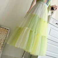 LIME Green Layered Tulle Midi Skirt Holiday Tulle Tutu Skirt Outfit Ruffle Tutu Plus Size Custom - Thumbnail 4