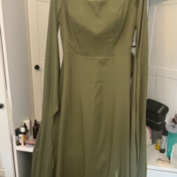 Vintage Green Long Sleeve Prom Dress With Split - Thumbnail 1