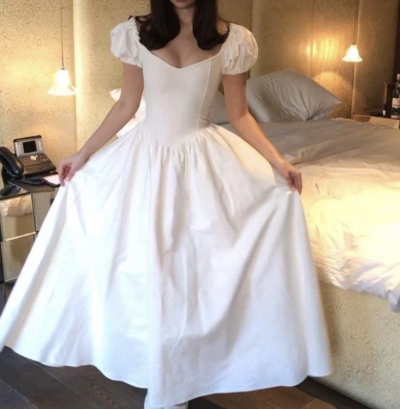 Beautiful White A-line Low Back Prom Dresses