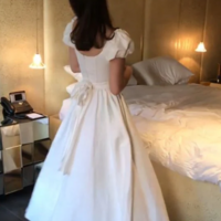 Beautiful White A-line Low Back Prom Dresses - Thumbnail 2