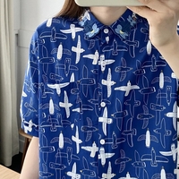 Seagull-printed long sleeves blouses - Thumbnail 4