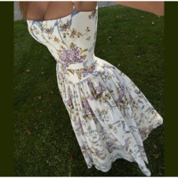 Summer Midi Elegant Floral Spaghetti Strap Dress - Thumbnail 1