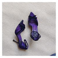 Elegant Bow Open-Toe High Heel Satin Evening Shoes for Women - Thumbnail 5