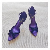 Elegant Bow Open-Toe High Heel Satin Evening Shoes for Women - Thumbnail 7