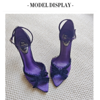 Elegant Bow Open-Toe High Heel Satin Evening Shoes for Women - Thumbnail 6