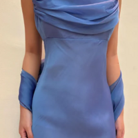 Elegant Blue Chiffon A Line Prom Dress - Thumbnail 1