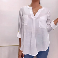Fashion Women'S White V-Neck Button Up Cardigan Long Sleeved Top - Thumbnail 3