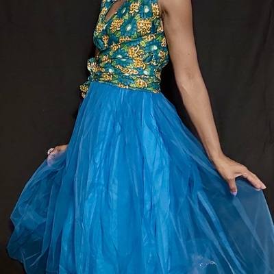  tropical oasis halter tulle dress