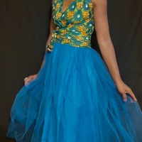  Tropical Oasis Halter Tulle Dress - Thumbnail 1