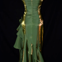 Spaghetti Straps Ruffle Vintage Green Party Dress - Thumbnail 1