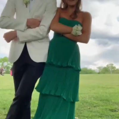 Strapless a-line green tiered chiffon long party dress - Thumbnail 1