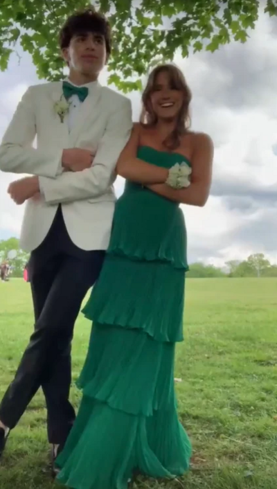 Strapless A-Line Green Tiered Chiffon Long Party Dress