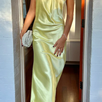 Halter backless yellow long prom dress wedding guest dress