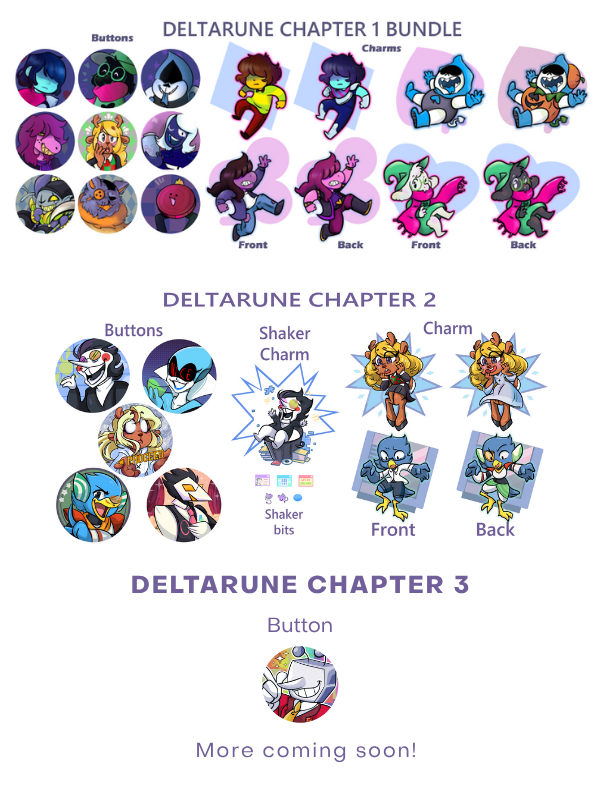 Deltarune Charm & Button Bundle *NEW* TENNA BUTTON