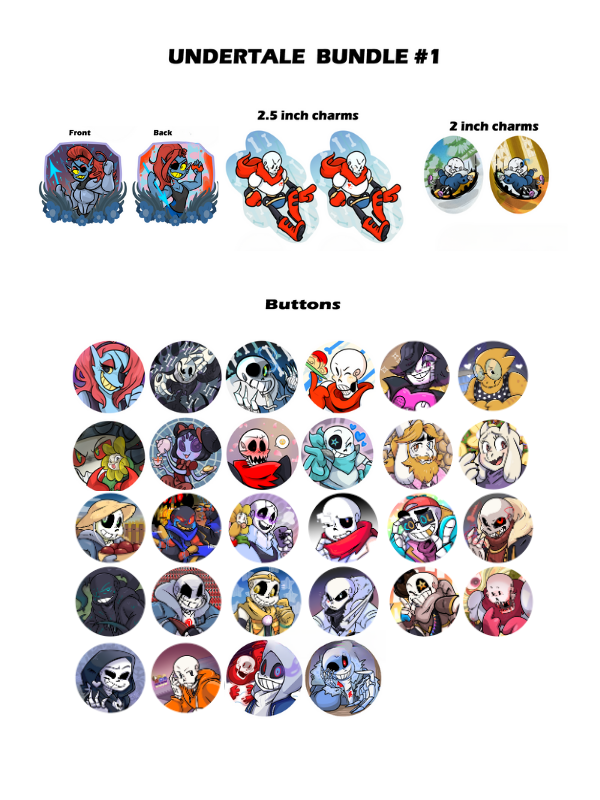 Undertale Charm & Button Bundle *NEW AU BUTTONS*