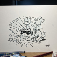 Crooked CHRIS Pen & Ink Original Art Superman Parody - Thumbnail 3