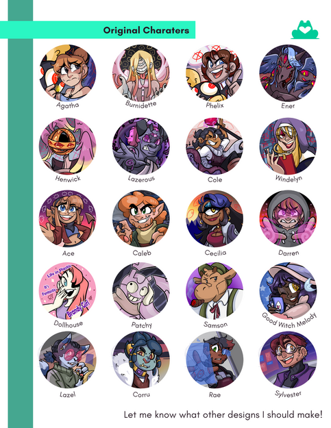 Character Buttons · lovelyladyartist · Online Store Powered by Storenvy