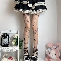 Musical Tattoo Pantyhose Stockings Tights - Thumbnail 2