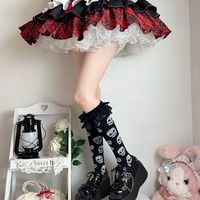 Skull Music Ruffle Long Socks - Thumbnail 1