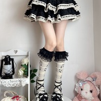 Skull Music Ruffle Long Socks - Thumbnail 2