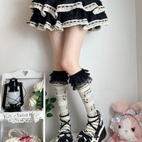 Skull Music Ruffle Long Socks - Thumbnail 4