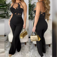 Sexy Mesh Patchwork Tight Jumpsuit - Thumbnail 1