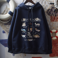 College style cartoon letter heavy embroidered sweatshirt - Thumbnail 4