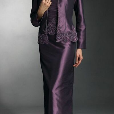 Elegant purple sheath lace with jacket mother of the bride/ groom dresses formal evening dress