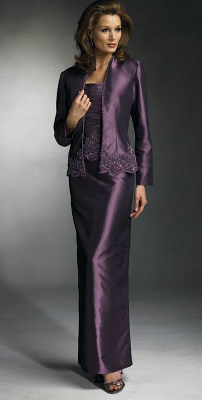 Elegant Purple Sheath Lace with Jacket Mother Of the Bride/ Groom Dresses Formal Evening Dress