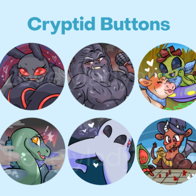 Cryptids and monsters button bundle