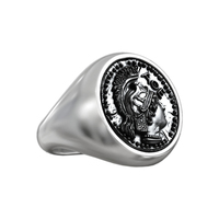 Solid Sterling Silver Greek Mythology Athena Ring - Thumbnail 1