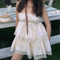 Fashion Sexy Hot Girl Embroidered Suspender Top Shorts - Thumbnail 2