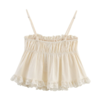 Fashion Sexy Hot Girl Embroidered Suspender Top Shorts - Thumbnail 5