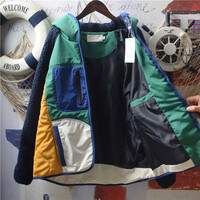 Harajuku patchwork color-blocking loose hooded jacket - Thumbnail 1