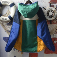 Harajuku patchwork color-blocking loose hooded jacket - Thumbnail 2
