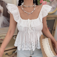 Open back embroidered layered top - Thumbnail 3