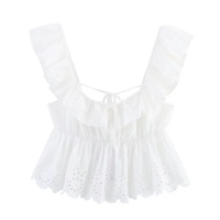 Open back embroidered layered top - Thumbnail 4