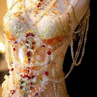 Pink Champagne Rhinestone Beading Gorgeous Stage Costumes - Thumbnail 2