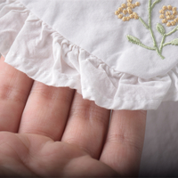 Ruffled baby collar shirt with bow, loose pure cotton top - Thumbnail 3