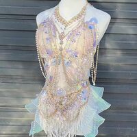 Purple Rhinestone Shiny Mermaid Swimsuit Performance Costume - Thumbnail 2