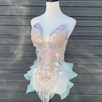 Purple Rhinestone Shiny Mermaid Swimsuit Performance Costume - Thumbnail 3