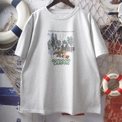 Summer-themed camping bear t-shirt