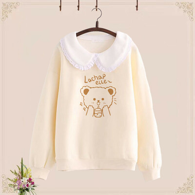 Cute little bear doll collar hoodie