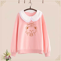 Cute little bear doll collar hoodie - Thumbnail 2