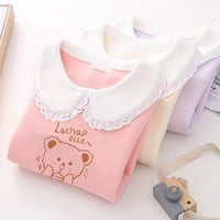 Cute little bear doll collar hoodie - Thumbnail 3