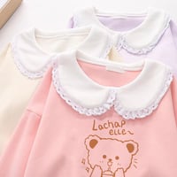Cute little bear doll collar hoodie - Thumbnail 4